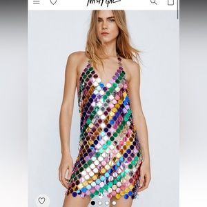 Sequin Dress - metal and plastic sequin disk dress from Nastygal